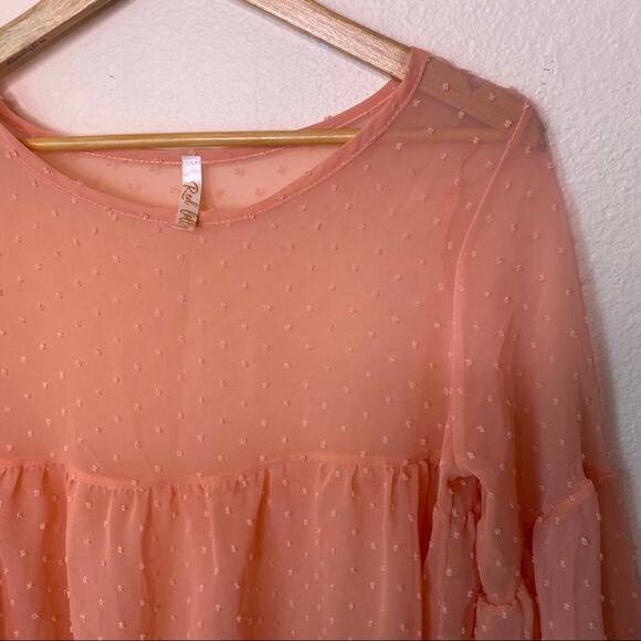 Red Lolly Orange Bell Sleeve Dotted Top Large - Picture 7 of 10